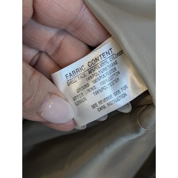 Vintage GIACCA Women's Size Large Y2K Short Beige Closet Staple Trench Coat - Picture 5 of 8